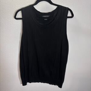 August Silk Sleeveless Sweater Vest Black Silk Blend Womens XXL Knit Top